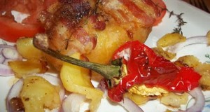 Baconbe tekert töltött krumpli