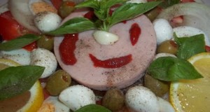 Bruschetta pizzasonkával tojással mozzarellával
