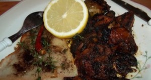 Fehérboros grillezett pangasius mángolddal zöldségekkel