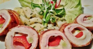 Göngyölt csirkemell bacon köntösben