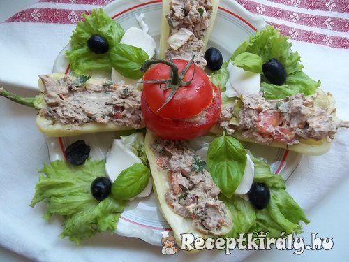 Kacsamájpástétommal töltött paprika és paradicsom mozzarellával 2