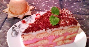 Málnás babapiskótás torta