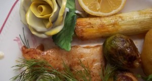 Pangasius grillezve zöldségekkel kapros mártással