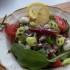 Saláta medvehagymával sprotnival mozzarellával olívával bruschettával