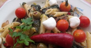 Baconös fokhagymás penne olasz színekben