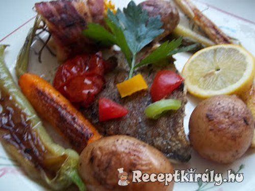 Busa szelet zöldségekkel grillezve