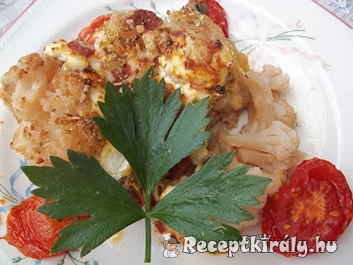 Karfiol sonkával tejföllel és reszelt sajttal csőbensütve 1