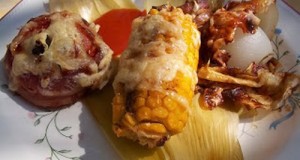Kukoricacső baconbe tekert paradicsommal