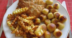 Rántott csirkemell krumplikrokettel