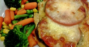 Padlizsános paradicsomos csirkemell mozzarellával sütve