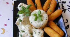 Bazsalikomos csirkemell burgonya krokettel
