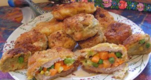Mexikói töltött rántott hús burgonya krokettel
