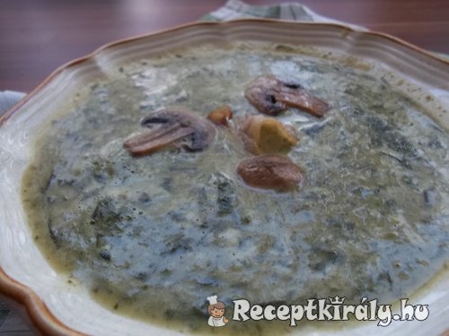 Medvehagyma krémleves sült baconnal gombával
