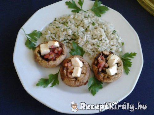 Gombafejek baconnal fetával töltve
