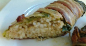 Töltött kel baconba tekerve