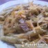 Szalonnás sonkás zöld pestos penne