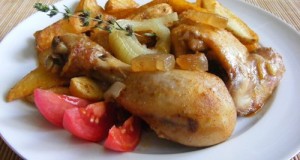 Tepsis csirkecomb steak burgonyával