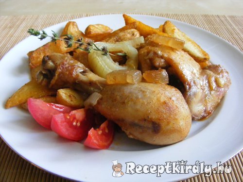 Tepsis csirkecomb steak burgonyával