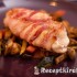 Baconbe csavart csirkemell zöldség ágyon