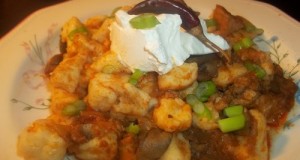 Gnocchi gombapörkölttel tejfölösen