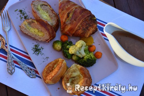 Kapros túróval töltött csirke rolád