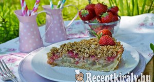 Vaníliakrémes eper-rebarbara pite zabpelyhes morzsával