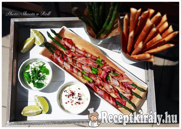 Baconbe göngyölt spárga 2 féle mártogatóssal