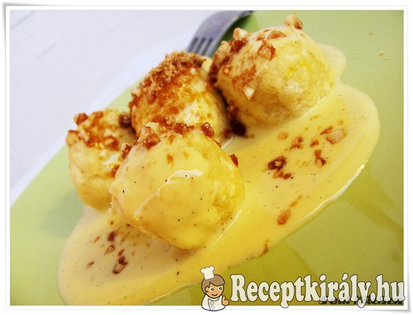 Túrógombóc vaníliasodóval és mogyorópralinéval