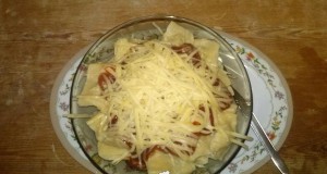 Gombás ravioli paradicsomos szószban