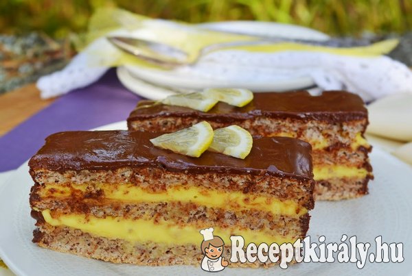 Mogyorós citromkrémes habcsók szelet - paleo