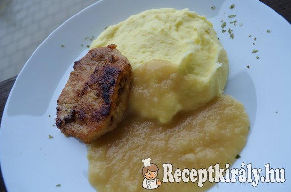 Kecskesajttal, datolyával töltött karaj almaszószon