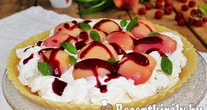Peach Melba marcipános jégkrémtorta