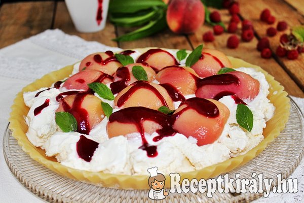 Peach Melba marcipános jégkrémtorta