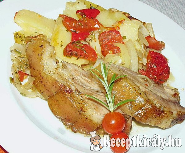 Rozmaringos csülök, lecsós krumplival