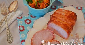 Bacon köntösben sült karaj indiai serpenyős karfiollal