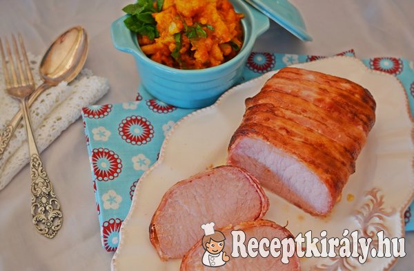 Bacon köntösben sült karaj indiai serpenyős karfiollal