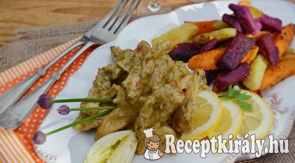 Pesztókrémes csirkemell, fokhagymás pirított édesburgonyával - paleo