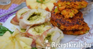 Szalonnába tekert pestós csirke édesburgonya tallérokkal