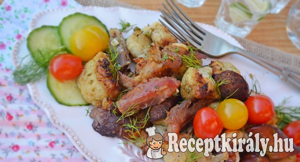 Tepsis karfiol csülökkel és kolbásszal - paleo