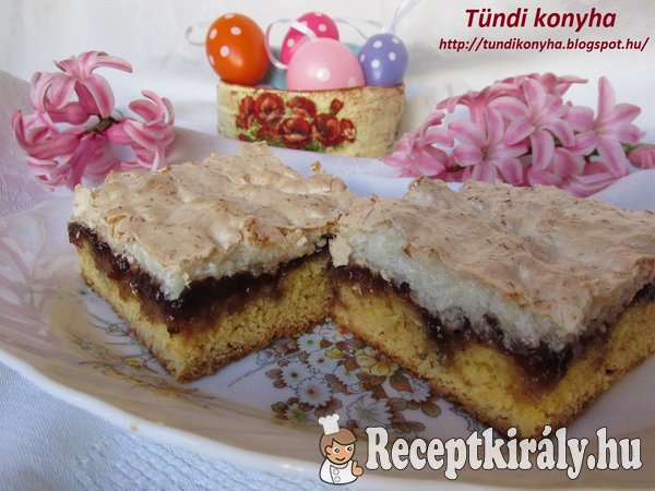 Kókuszhabos-eperlekváros sütemény