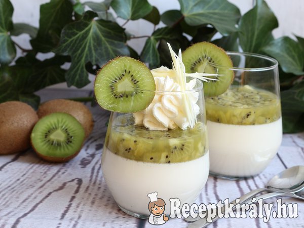 Fehér csokoládés-kivis panna cotta