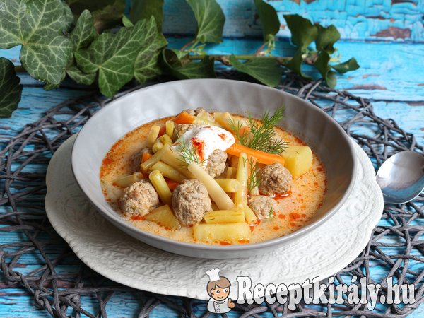 Zöldséges zöldbableves húsgombócokkal