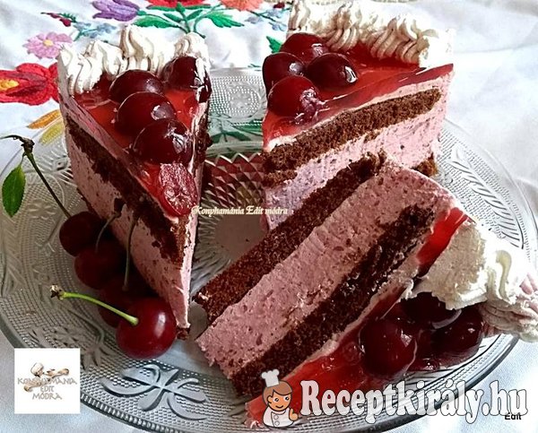 Tejszínes, meggyjoghurtos torta