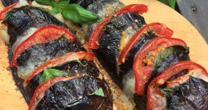 Sült padlizsán paradicsommal és bivalymozzarellával