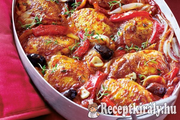 Mediterrán zöldséges csirkecombok