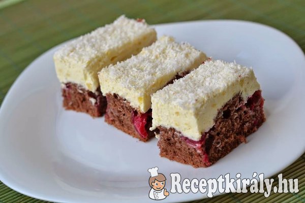 Vaníliakrémes kakaós meggyes szelet