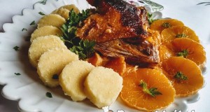 Karamellás mandarinos sült kacsacomb meggylikőrrel