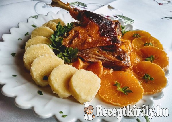 Karamellás mandarinos sült kacsacomb meggylikőrrel