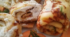 Töltött, sajtos-kapros palacsinta