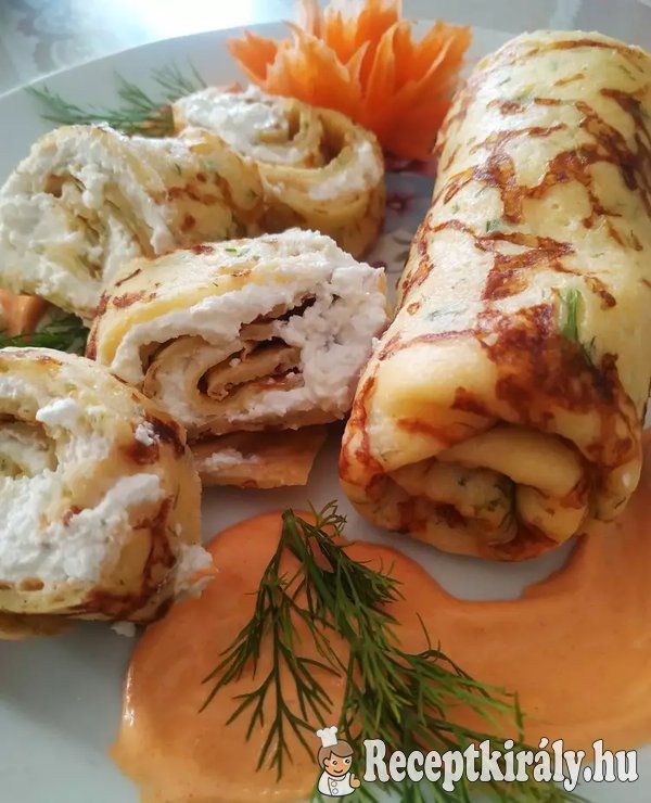 Töltött, sajtos-kapros palacsinta
